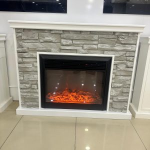 30 CM MDF 3D Taşlı Dekoratif Şömine – 8 Renkli Alev, Gerçekçi Ses Efekti, WiFi Akıllı Kontrol