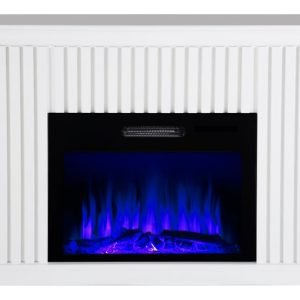 Dekoratif Beyaz Kasalı 118 Cm 8 Renkli Elektrikli Şömine Isıtıcı Bluetooth, Alev Sesi, Wifi (Kopya)